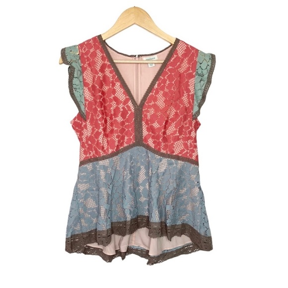 New Sundance eyelet lace crochet peplum ruffle top sz small - Picture 2 of 7